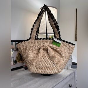 Kate Spade Tan and Black Woven Tote — NWT!